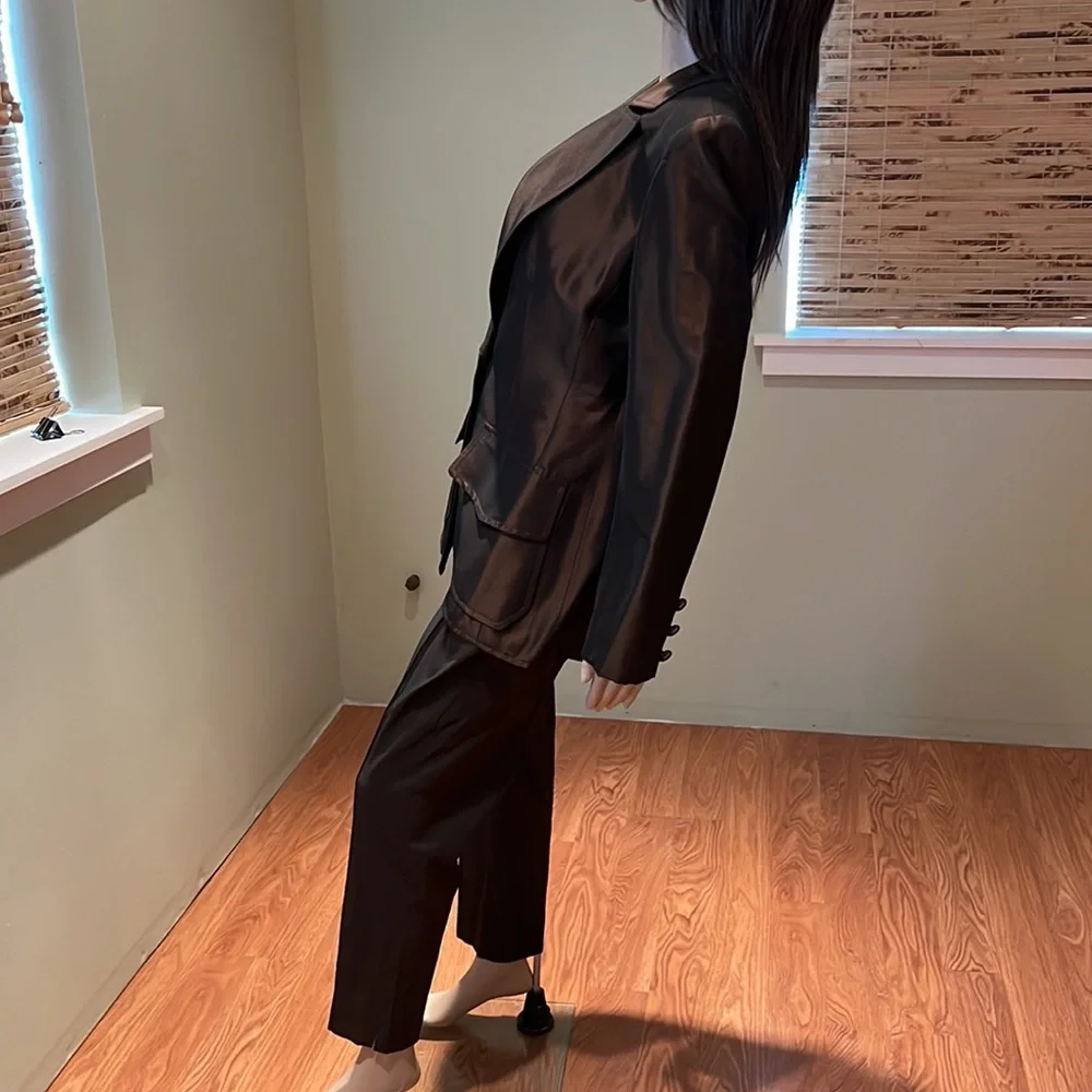 Bestini Paris Two Piece Blazer And Pant Set In Brown Copper Iridescent Size M/L - Picture 5 of 12
